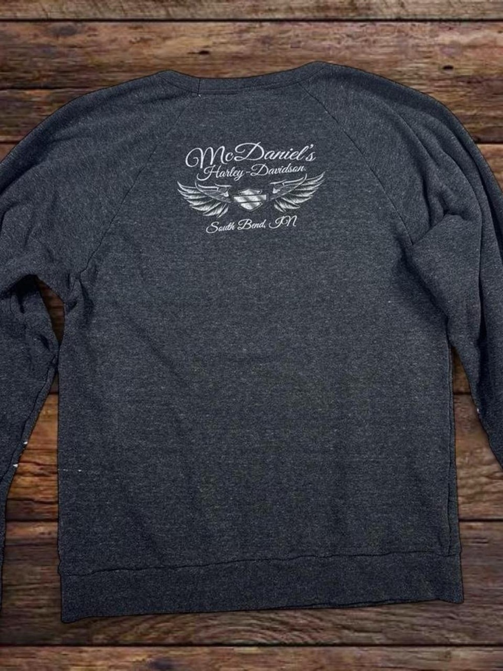 Harley-Davidson Charcoal Crewneck Sweatshirt with Orange & White Shield - Picture 7 of 7
